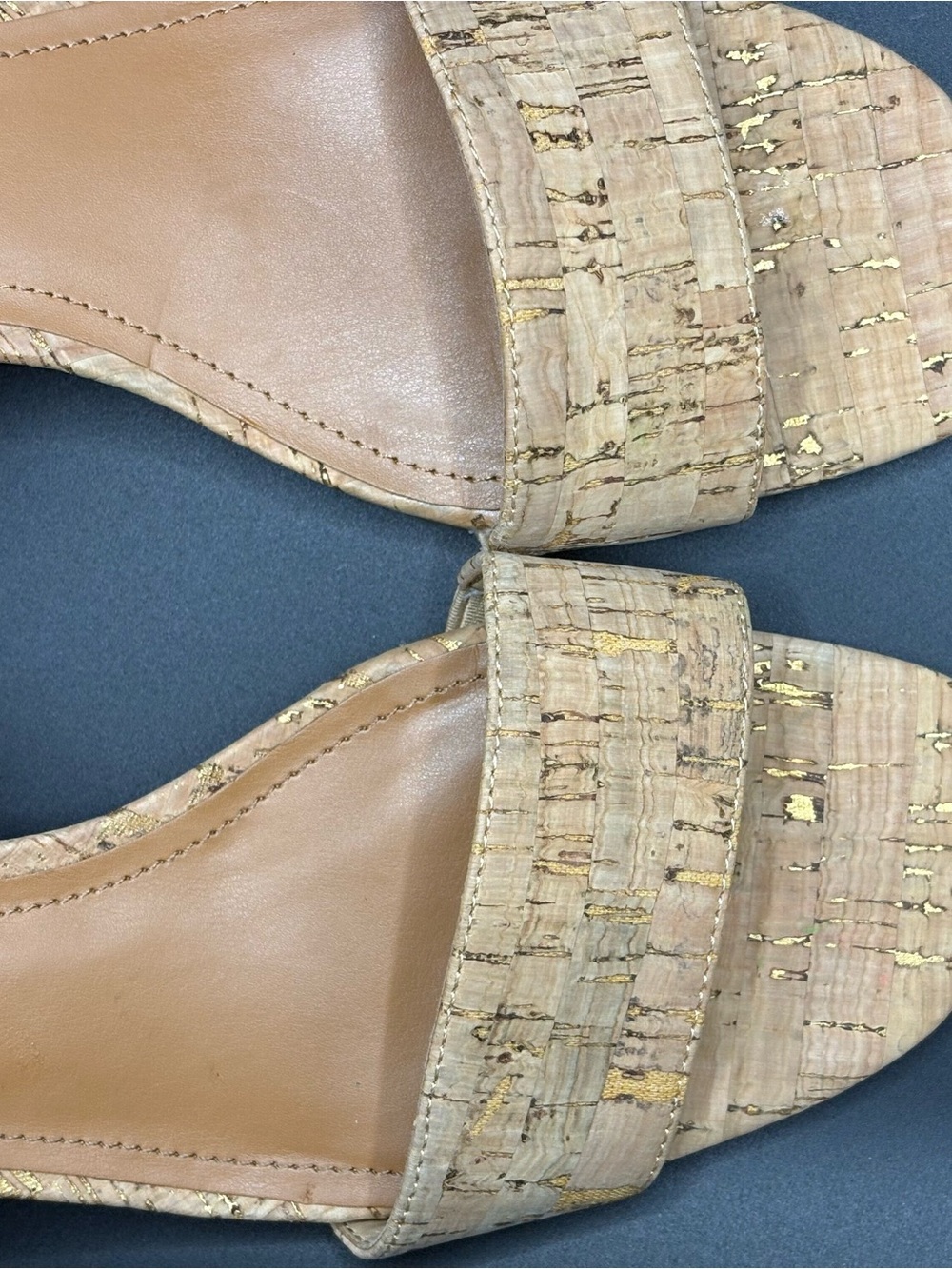 NYDJ Tan Cork-Accent Slide Sandals - Picture 3 of 6